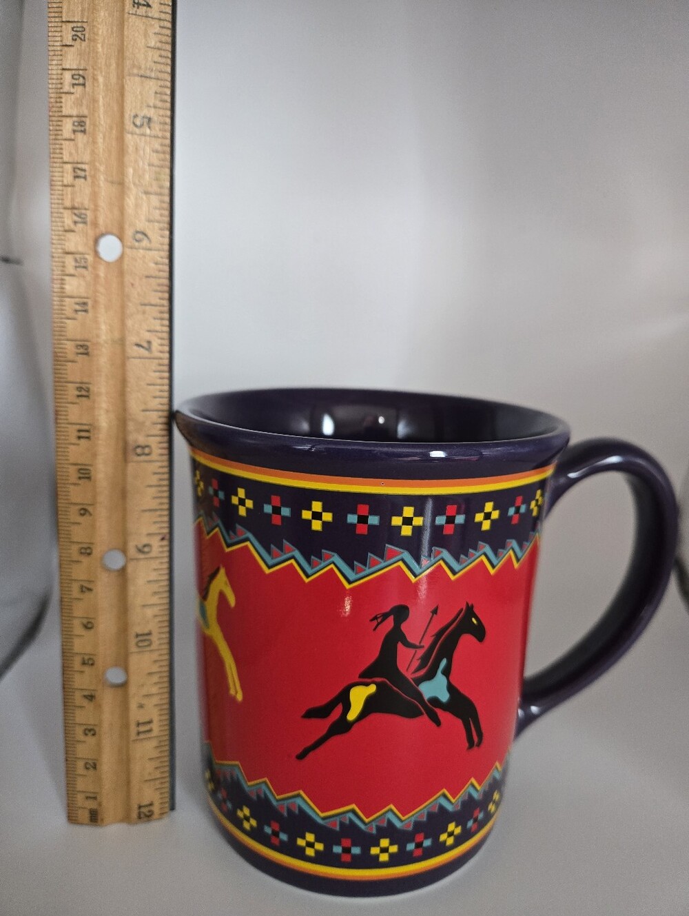 Pendleton Mills Celebrate The Horse Red Southwestern Horse Pattern Ceramic Mug - Picture 3 of 10